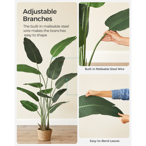 Sand & Stable 71" Faux Banana Leaf Tree with Planter Basket & Reviews